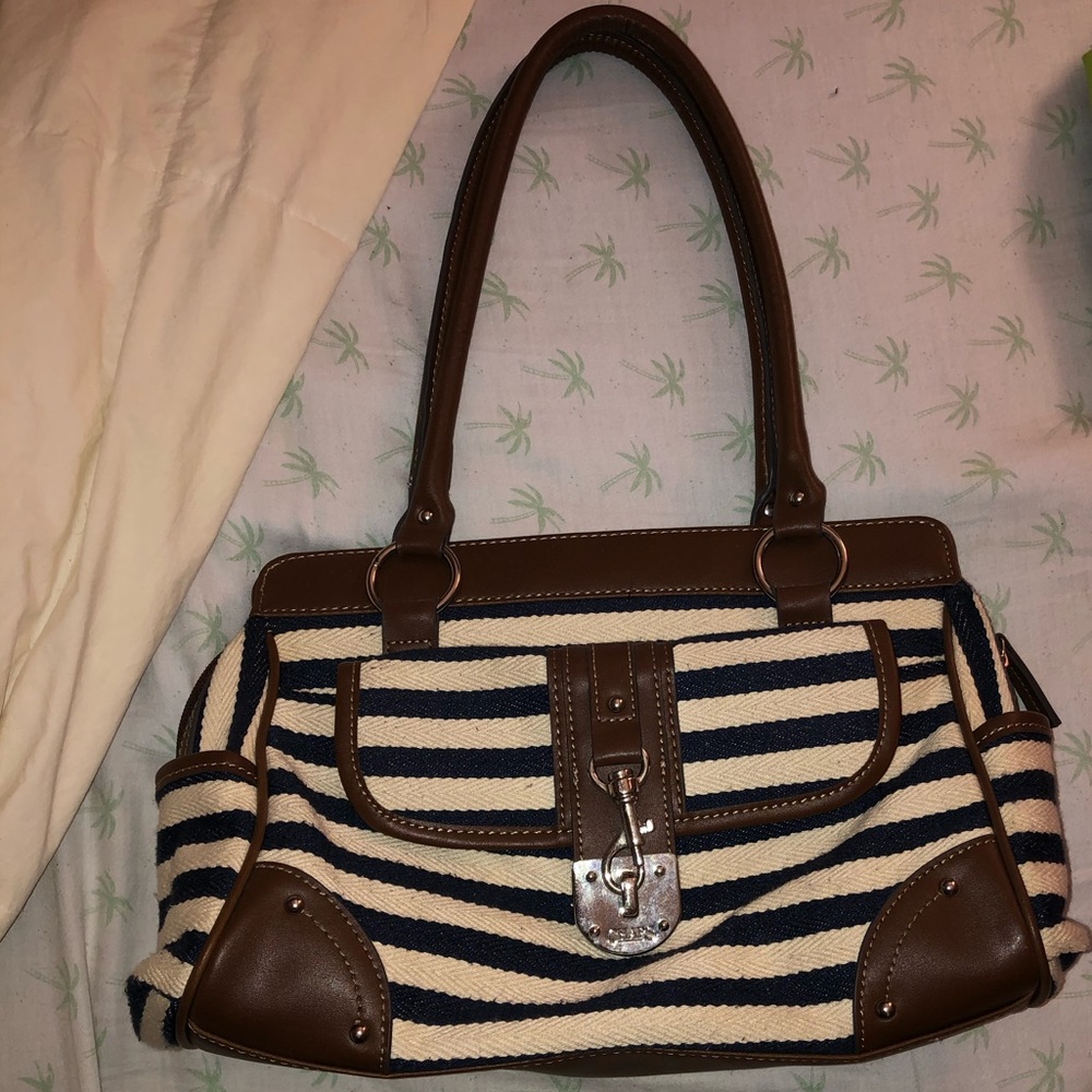Chaps navy striped nautical shoulder bag